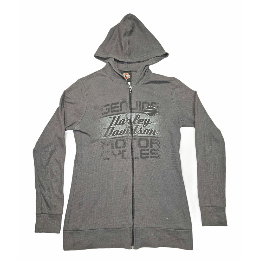 Harley-Davidson Adirondack Amsterdam NY Full-Zip Thermal Hoodie Women's Large Gr